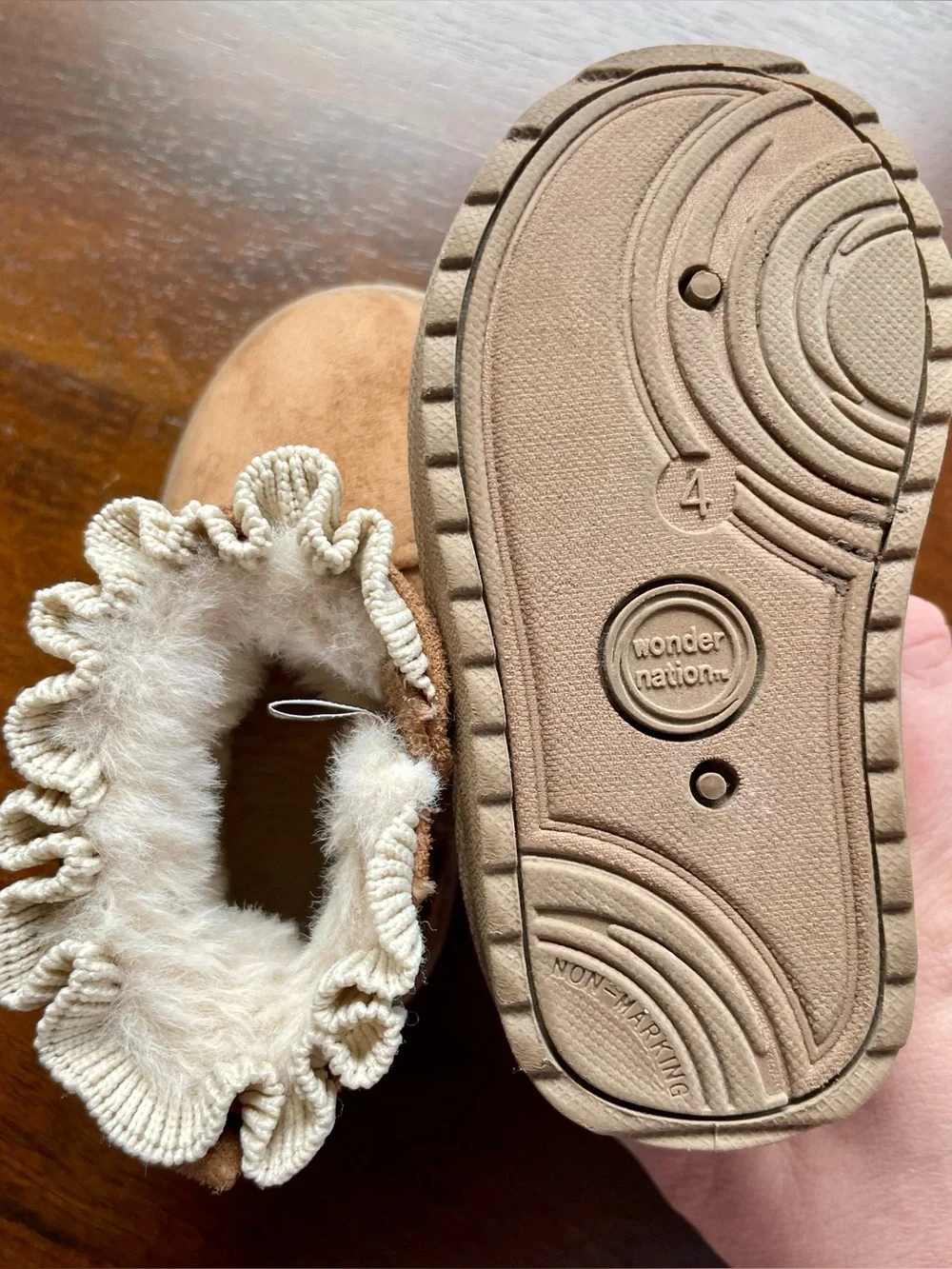Toddler Brown Suede Fur-Lined Boots (Size 4)